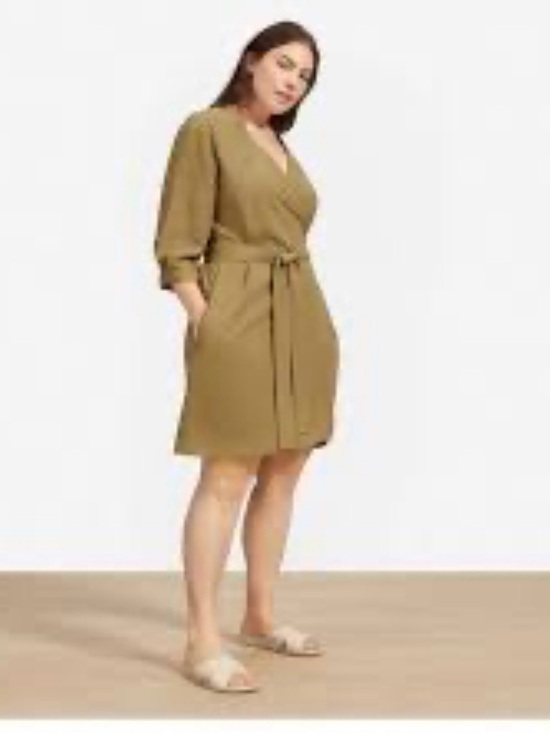 Everlane Dresses & Skirts - Everlane Japanese Goweave Olive Wrap Robe Dress with Self-Tie 00